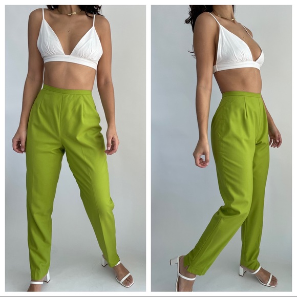 Vintage Finity studio high waist lime green pants - Picture 2 of 8